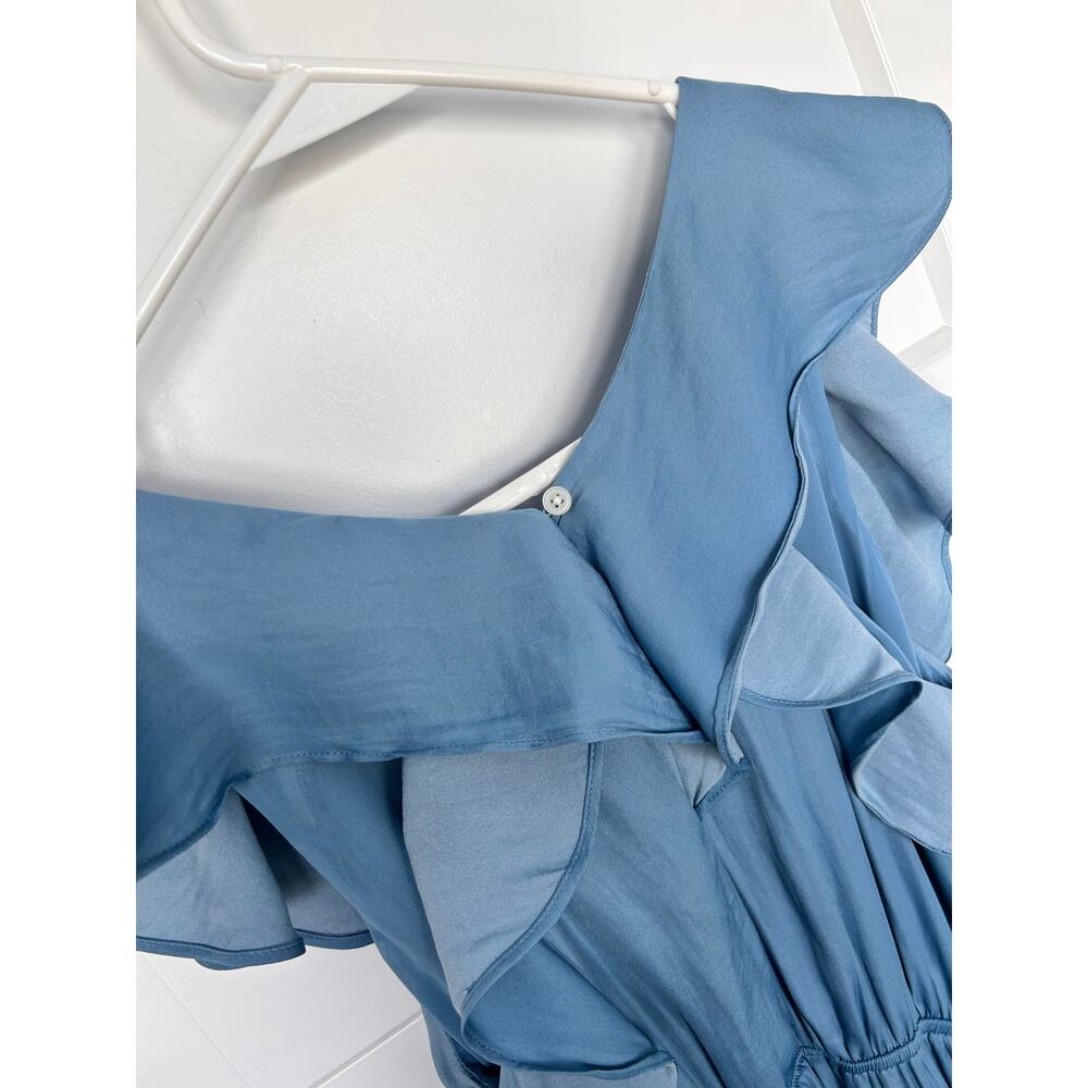 NWT Loft Women's Ruffle Tiered Midi Dress Flutter Sleeve Cornflower‎ Blue Small - Picture 8 of 13